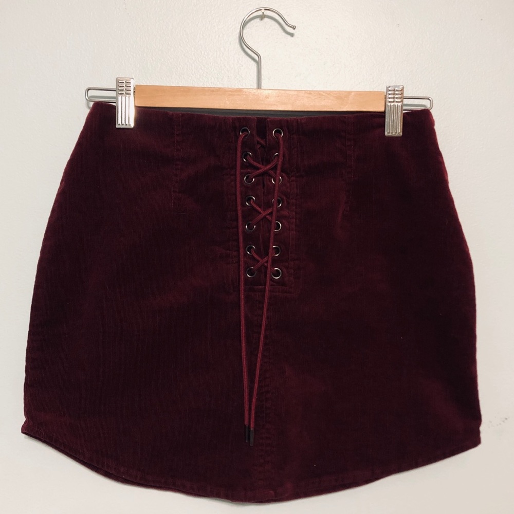 Velvet/Suede Maroon Skirt - Picture 2 of 4